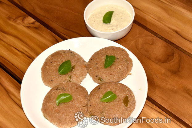 Healthy brown bread idli ready, serve hot with chutney/sambar
