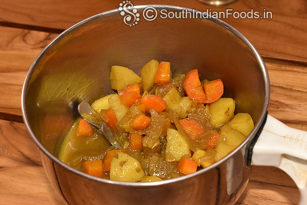 Add sauted ingredients in a mixie jar, grind to fine puree