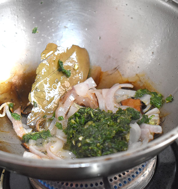 Add ground mint mixture saute for 1 a min