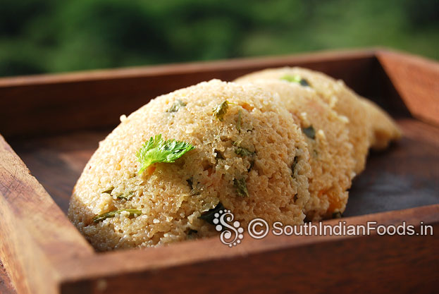 Oats wheat rava idli is ready serve hot with chutney