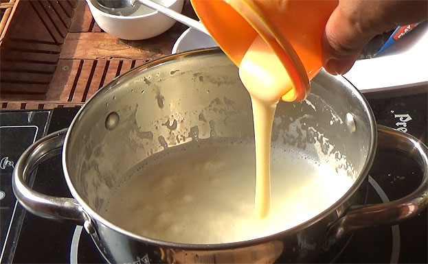 Add sweet condensed milk