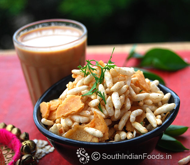Instant puffed rice papad chaat