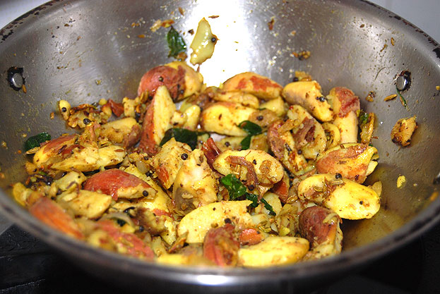 Finally add coriander leaves, cut off heat