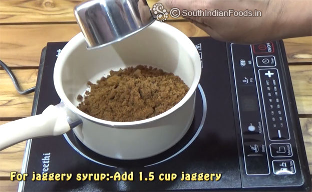 Heat pan, add jaggery