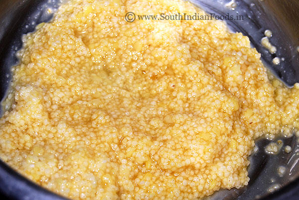 Jaggery syrup mixed thiani arisi