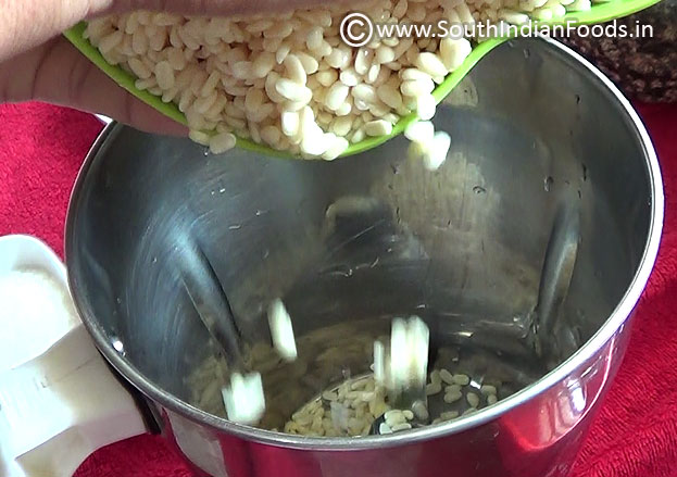 Add soaked urad dal in a mixer jar grind to fine batter with small amount of water