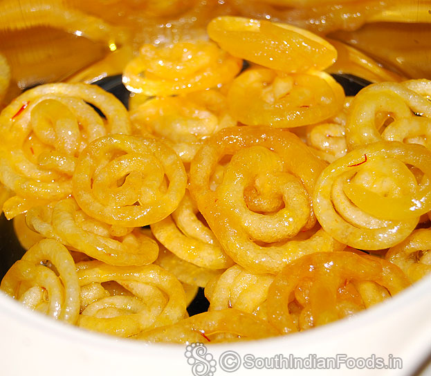 Mini jangiris are ready. Store it in an airtight container & pour syrup use with in 3 days.
