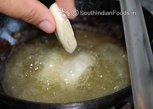 Put prepared pieces in medium hot oil & deep fry