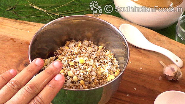 Put soaked ingredients in a mixer jar, finely grind with enough water