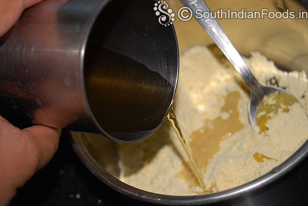 Add omam water mix well & make soft smooth dough
