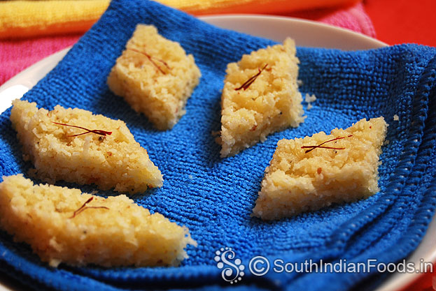 Kesar nariyal barfi