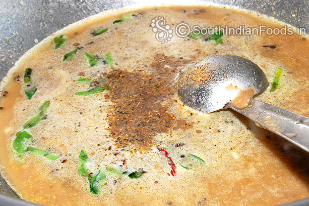 Add asafetida, salt, freshly ground pepper & cumin powder