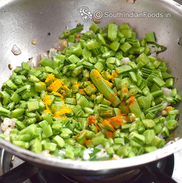 Add turmeric and red chilli powder