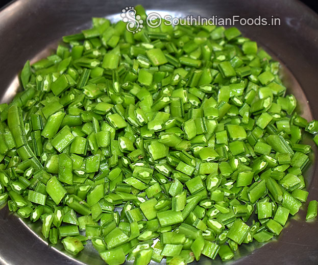 Chopped cluster beans ready