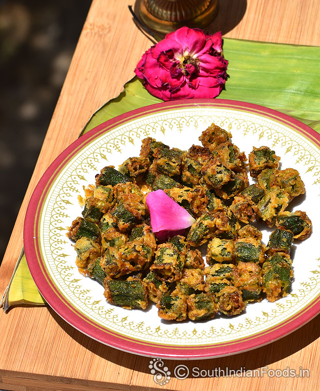 Crispy okra fry ready