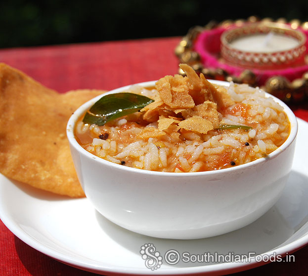 Rasam rice with papad