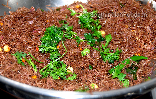 Add chopped coriander leaves & gingelly oil