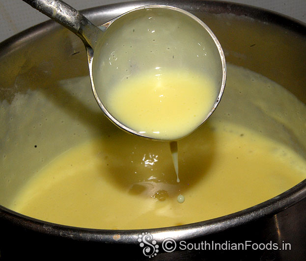 Custard mixture ready, cut off heat