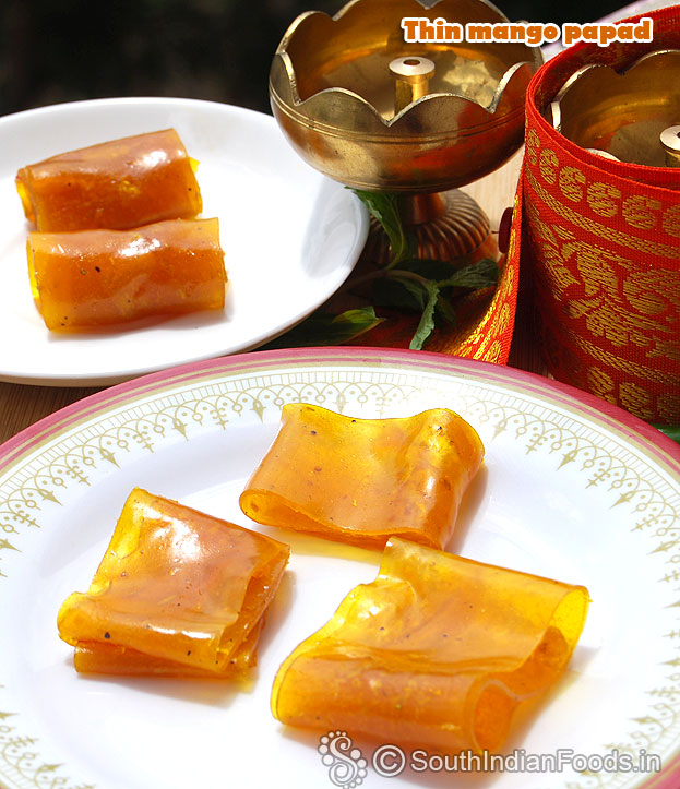 Homemade mango papad