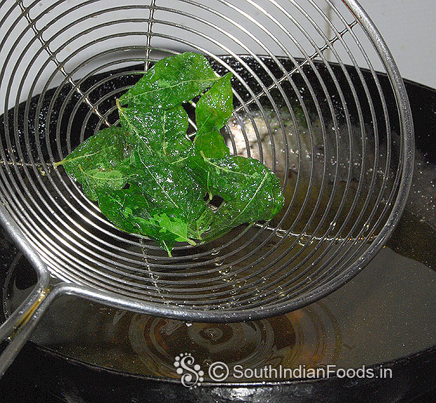 Fry curry leaves
