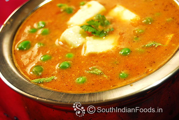Paneer green peas masala