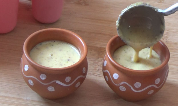 Pour into matka bowl