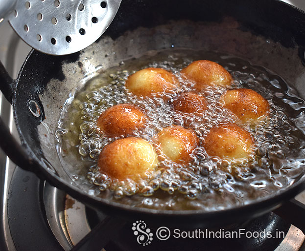Deep fry till golden brown on medium to low flame