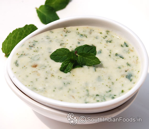 Mint flavoured raita ready