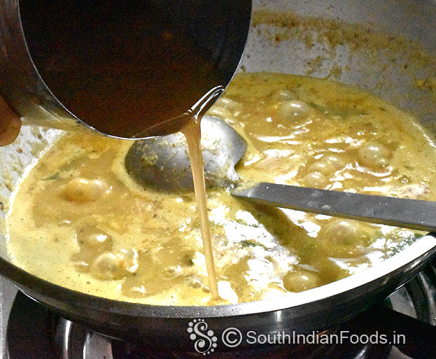 Add tamarind water, let it boil for 5 min