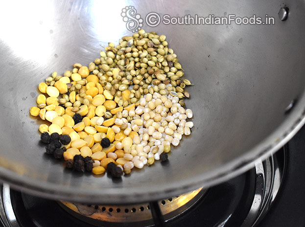 Add chana dal, urad dal, peppercorns, coriander