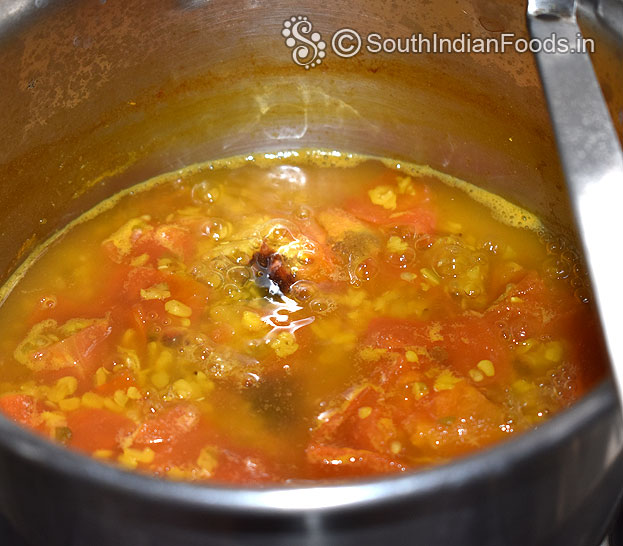 Add tamarind, boil for 2 min then cut off heat, mash well and keep it aside