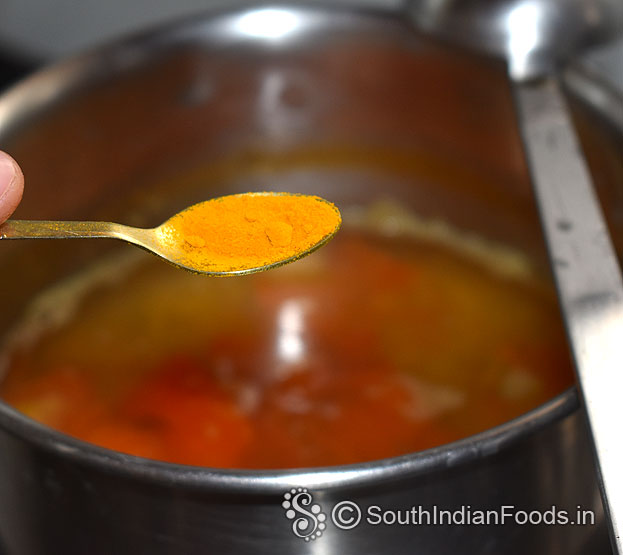 Add turmeric powder, let it boil till soft