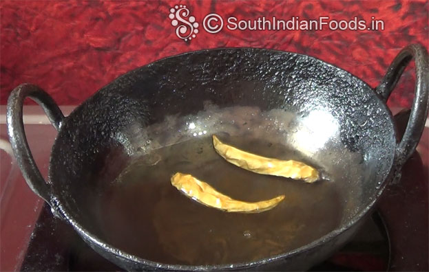 Heat oil, deep fry mor milagai