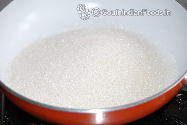 Heat pan add sugar