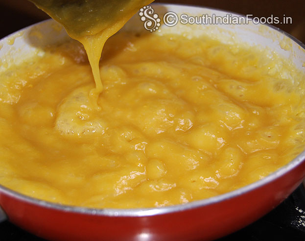 Perfect stage of mysore pak cut off heat.