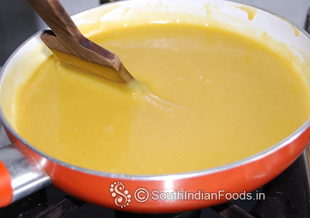 Stir well for another 2 min once the mixture doesnt stick & slippery on the pan then cut off heat.