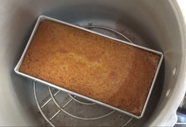 After 3 min, spongy eggless vanilla cake ready
