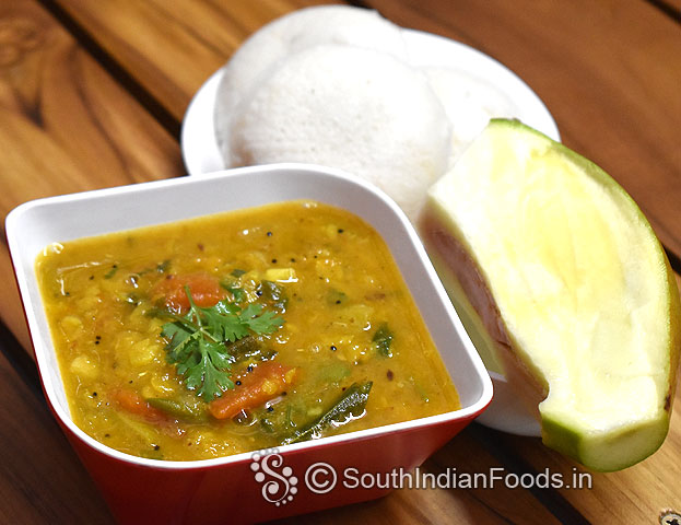 Raw mango toor dal sambar