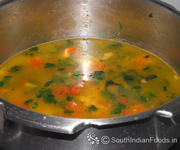 Add water, mix well, cover lid & cook for 4 whistles