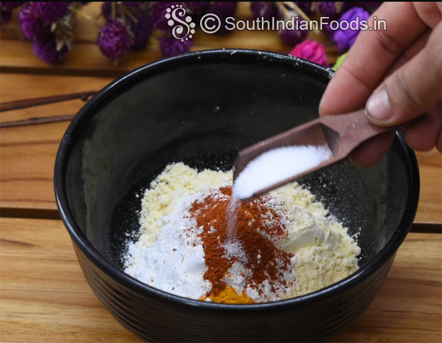 Add turmeric, red chilli powder, salt