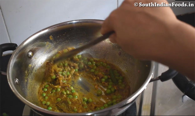 Heat pan, add tomato, onion, green chilli, garlic, ginger & green chilli