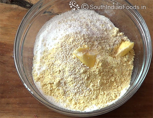 Add sesame seeds, Mix well with butter & salt