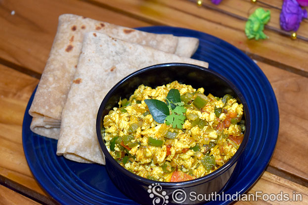 Serve hot with paneer bhurji