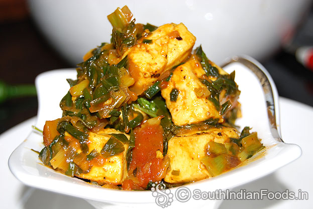 Paneer spring onion sabji