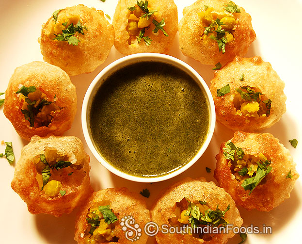 Pani puri with green peas nad potato