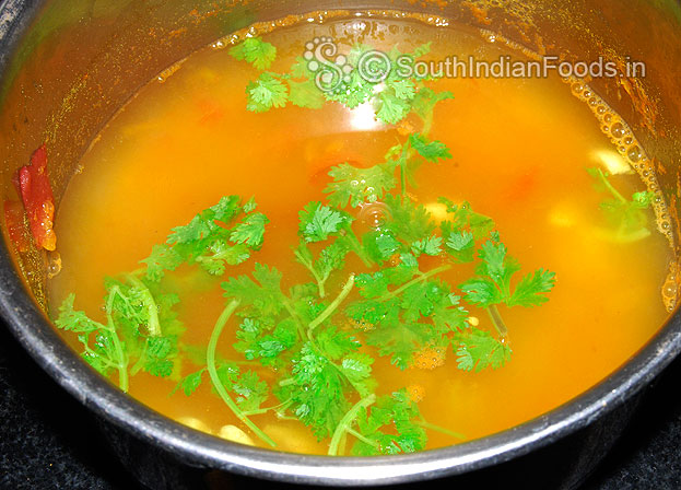 Cut off heat, add coriander leaves