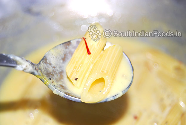 Milk reduced & pasta perfectly cooked now cut off heat