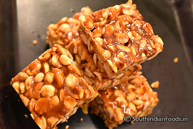 Peanut chikki with jaggery step 23