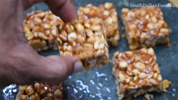 Peanut chikki with jaggery step 22