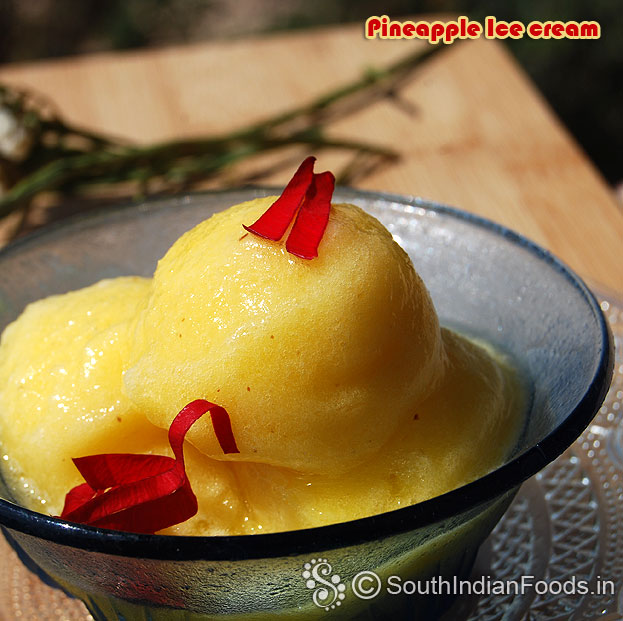 Pineapple ice cream with condensed milk